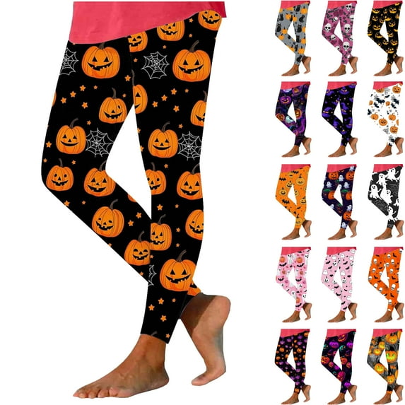 Feancey Funny Leggings for Women High Waisted Halloween Tights Holiday Novelty Printed Workout Leggings Buttery Soft Stretch Yoga Pants Multicolor XXL