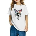 thumbnail image 1 of Feancey Girls Cute Cotton T Shirts Oversized Casual Printed Tops Summer Short Sleeve Round Neck Blouse Kids Boys Graphic Tees Holiday Gifts White 9 Years, 1 of 8