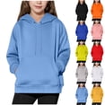 thumbnail image 1 of Feancey Girls Oversized Hoodie Kids Boys Casual Long Sleeve Pullover Hoody Solid Color Loose Hooded Sweatshirts with Pocket Fall Outfits Black 5 Years, 1 of 10