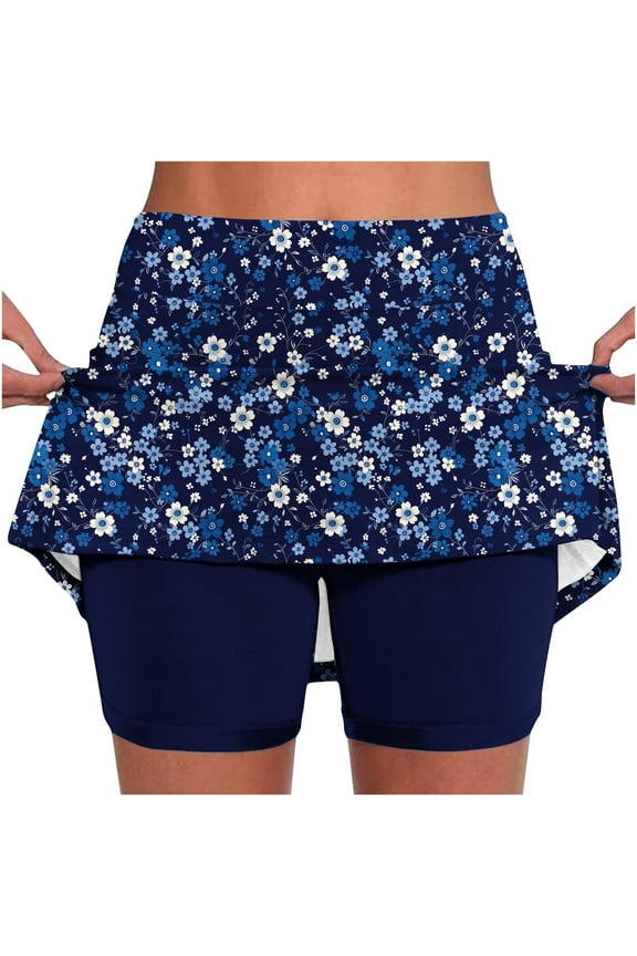 Golf Skirts for Women Tummy Control Plus Size Tennis Skorts Boho Casual Floral Mini Skirt Stretchy High Waisted Athletic Skort Multicolor XL