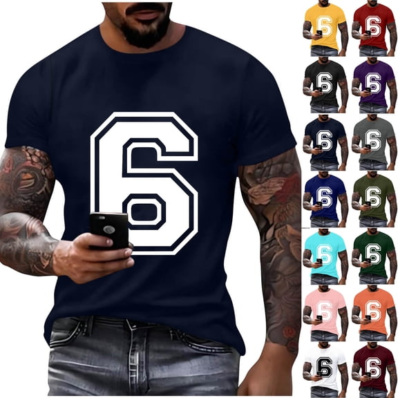 Feancey Graphic Tees for Men and Women Number Print Crewneck Short Sleeve T-Shirts Unisex Workout Shirt for Sports Fans Birthday White S