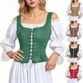 thumbnail image 1 of Feancey Halloween Cosplay Costume for Women Lace Up Bustier Corset Tops Cotton Sleeveless Tank Top Shaperwear Solid Color Vintage Waist Cinchers Red L, 1 of 5