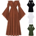 thumbnail image 1 of Feancey Halloween Dresses for Women Off The Shoulder Cosplay Costume Flare Sleeve Ball Gowns Tiered Pleated Cocktail Maxi Dresses Black S, 1 of 9