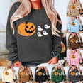 thumbnail image 1 of Feancey Halloween Pumpkin Sweatshirts for Women Cute Ghost Graphic Sweatshirt Teen Girls Long Sleeve Crewneck Pullover Tops Coffee S, 1 of 4
