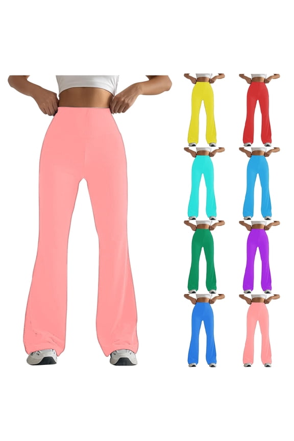 High Waist Flare Pants for Women Milk Silk Soft Bootcut Leggings Tummy Control Sports Yoga Pants Stretchy Slim Fit Athletic Tights Holiday Gifs Mint Green L