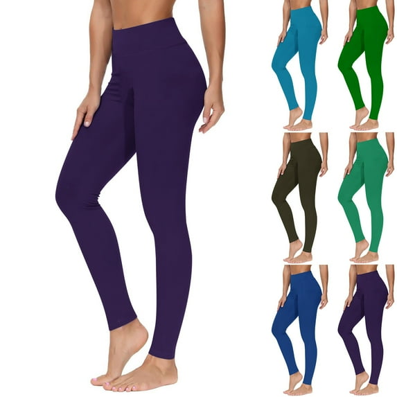 Feancey High Waisted Leggings for Women Buttery Soft Workout Yoga Pants Slim Fit Casual Athletic Tights Stretchy Sports Pants Spring Clearance Sale Purple XL