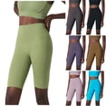 thumbnail image 1 of Feancey High Waisted Yoga Shorts for Women Tummy Control Workout Shorts Soft Stretch Knee Length Biker Shorts Active Shapewear Fitness Shorts Brown M, 1 of 5