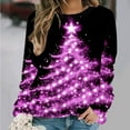 thumbnail image 1 of Feancey Holiday Tunic Tops for Women Fall Trendy Christmas Tree Print Plus Size T-Shirts Dressy Casual Long Sleeve Crewneck Pullover Sweatshirt Blue L, 1 of 6