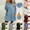 thumbnail image 1 of Feancey Hooded Fleece Sweatshirts for Women Cute Cat Ear Pullover Hoodies Winter Sherpa Warm Tunic Sweatshirt Solid Color Loose Loungeweat Tops with Pockets Wine XXL, 1 of 10