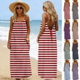 thumbnail image 1 of Feancey House Dress for Women Striped Casual Backless Maxi Dresses Spaghetti Strap Sleeveless Cami Dress Flowy Beach Vacation Dresses with Tie Green XXL, 1 of 10