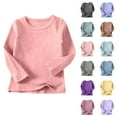 thumbnail image 1 of Feancey Kid Long Sleeve Shirts for Boys Girls Cotton Soft Pullover Tops Fall Casual Crewneck Loose T-Shirts Solid Color Basic Tees Dark Blue 6-7 Years, 1 of 9