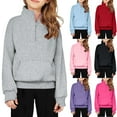 thumbnail image 1 of Feancey Kids Quarter Zip Pullover Girls Fleece Sweatshirts Fall Long Sleeve Stand Collar Sweatshirt with Thumb Holes Gray 13 Years, 1 of 5