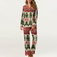 thumbnail image 1 of Feancey Ladies Christmas Pajamas Sets Vintage Xmas Print Lounge Sleepwear Set Fall Casual Button Down Shirts and Long Pants Two Piece Pjs Back to College Sale Multicolor XXL, 1 of 7