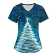 thumbnail image 1 of Feancey Ladies Christmas Scrubs 2025 Fashion Xmas Tree Print Nursing Scrub Tops Stretchy Short Sleeve V Neck Nurse Uniforms Tunic Blouse with Pockets Back to School Prime Sales Multicolor#1 XXL, 1 of 2