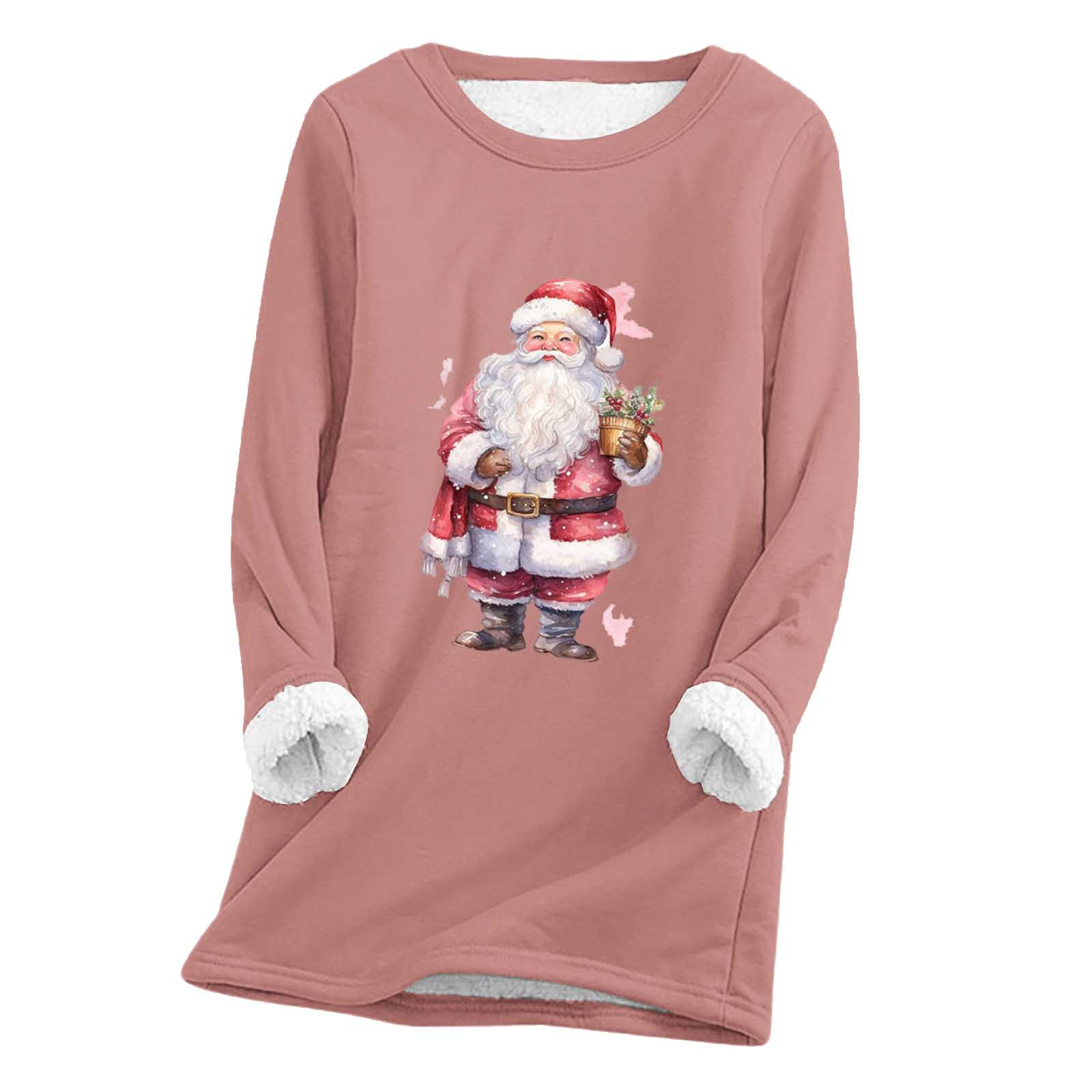 Feancey Ladies Fleece Lined Sweatshirt,Women's Loungewear Christmas