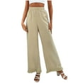 thumbnail image 1 of Feancey Ladies Palazzo Pants Dressy,Linen Pants for Women 2024,Womens Summer Linen Pants Fashion Casual High Waist Wide Leg Elastic Palazzo Pocket Beach Boho Loose Trousers, 1 of 7