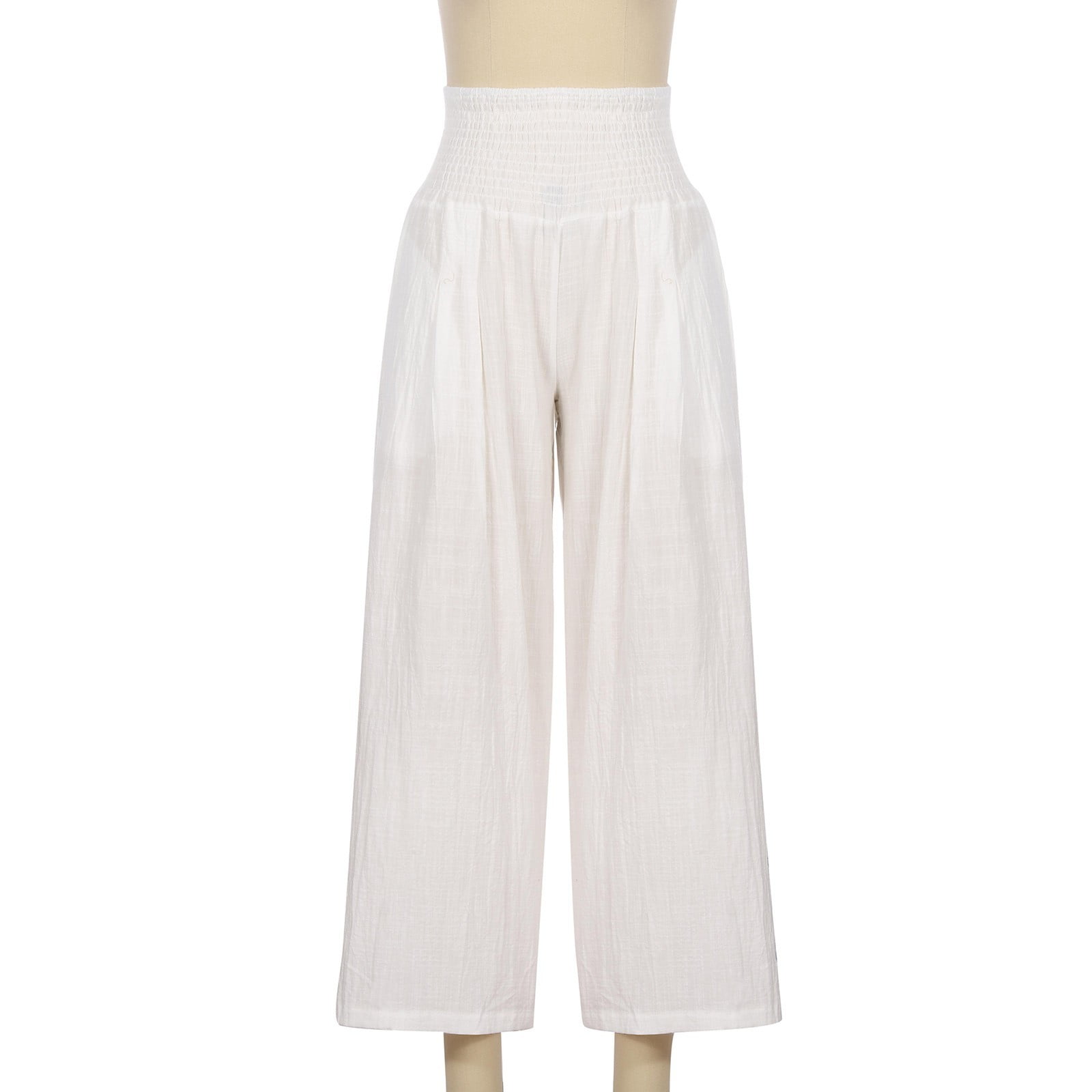 De Moza Women Viscose Linen Cropped Palazzo Pant with Functional Pockets Natural main image 1