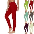 thumbnail image 1 of Feancey Leggings for Women Elastic Waist Tummy Control Yoga Tights Buttery Soft Wortkout Pants Stretchy Slim Fit Athletic Pants Today's Sales Clearance Red XL, 1 of 5