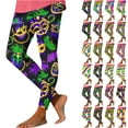 thumbnail image 1 of Feancey Lighting Sales Women's Holiday Leggings Novelty Mask Print Mardi Gras Yoga Pants Soft Stretchy Tummy Control High Waisted Workout Tights Slim Carnival Party Skinny Pant Multicolor XL, 1 of 7