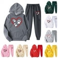 thumbnail image 1 of Feancey Womens Sweatsuits 2 Piece Set Valentines Day Casual Heart Print Hoodies and Jogger Pants Matching Sets Cute Y2K Tracksuit Two Piece Beige L, 1 of 3