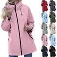 thumbnail image 1 of Feancey Lightweight Hooded Jackets for Women Waterproof Packable Raincoats Full Zip Stand Collar Windbreaker Rain Jacket Mid Length Fall Outerwear Black L, 1 of 9
