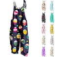 thumbnail image 1 of Feancey Linen Bib Overalls for Women Easter Day Novelty Print Hippie Jumpsuits Adjustable Strap Sleeveless Rompers Summer Loose Fit Onesie with Pockets Multicolor XXL, 1 of 6