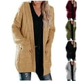 thumbnail image 1 of Feancey Long Cable Knit Cardigans for Women Solid Color Loose Open Front Sweaters Winter Casual Knitted Chunky Cardigan Outwear with Pockets Holiday Gifts Black L, 1 of 8