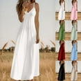 thumbnail image 1 of Feancey Long Dresses for Women Summer Sleeveless V Neck Cami Dress High Waist Casual Beach Maxi Dresses Spaghetti Strap Flowy Vacation Dress Black XXL, 1 of 8