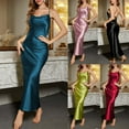 thumbnail image 1 of Feancey Long Satin Nightgowns for Women Backless Criss Cross Nightdresses Soft Silky Sleepwear Solid Color Sleeveless Cami Home Dress Flash Sale Wine M, 1 of 8