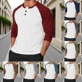 thumbnail image 1 of Feancey Long Sleeve Baseball T Shirts for Men Slim Slim Fit Casual Henley Shirt Color Block Fashion Gym Workout Shirts Button Collarless Basic T-Shirt Light Blue M, 1 of 3