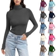 thumbnail image 1 of Feancey Long Sleeve Shirts for Women Slim Fit Turtleneck Base Layer Tops Cozy Casual Underwear Lightweight Pullover Tees Blue S, 1 of 7
