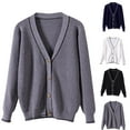 thumbnail image 1 of Feancey Loose Fit Sweater Jacket for Women Ribbed Knit Casual Oversized Cardigan Outwear Comfy V-Neck Button Down Cardigans Fall Fashion Open Front Sweaters White XXL, 1 of 7
