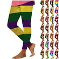 thumbnail image 1 of Feancey Mardi Gras Yoga Pants for Women Seamless High Waisted Workout Leggings Fancy Color Block Printed Party Tights Milk Silk Soft Skinny Pant Green XXL, 1 of 7