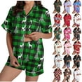 thumbnail image 1 of Feancey Matching Pj Set Women Christmas Pajama Sets Novelty Xmas Tree Sleepwear Short Sleeve Button Down Shirt and Shorts Loungewear Outfits Brown XL, 1 of 6