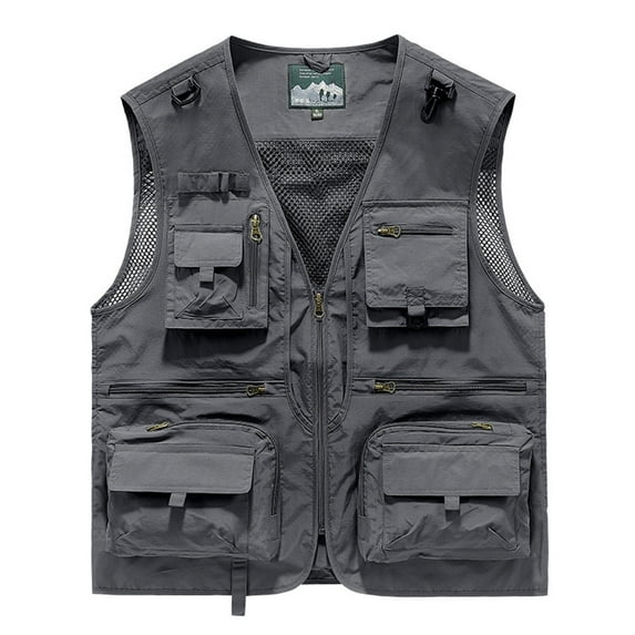 Feancey Mens Casual Lightweight Outdoor Travel Fishing Vest Jacket,Thin Multi Pocket Vests for Men Sports Quick Drying Mountaineering Jacket Work Plus Size Coat