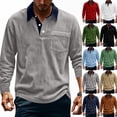 thumbnail image 1 of Feancey Mens Corduroy Polos Shirts Big and Tall Long Sleeve Button Up Collared T-Shirt Solid Color Vintage Washed Golf Shirt Casual Work Tees Red M, 1 of 10