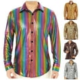 thumbnail image 1 of Feancey Mens Disco Shirt Sequin Party Shirts Sparkle Glitter Long Sleeve Button Down Shirt Silver XXL, 1 of 6