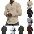 thumbnail image 1 of Feancey Mens Fall Sweaters Quarter Zip Waffle Knit Pullover Solid Color Casual Slim Fit Golf Sweater Stretchy Soft Knitted Tops Winter Clothes Black L, 1 of 10