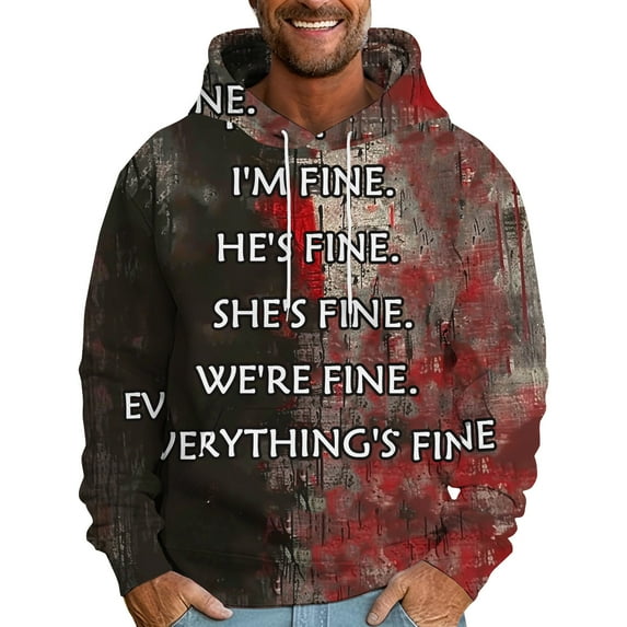 Feancey Mens Halloween Hoodie,Cool Hooded Sweatshirt Men Funny Letter Print Long Sleeve Pullover Casual Loose Winter Sweatshirts with Drawstring and Pocket Deal of The Day,Multicolor,M