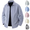 thumbnail image 1 of Feancey Mens Long Sleeve Striped Shirts Fall Casual Shacket Jacket Lightweight Button Down Shirt Jackets Black XL, 1 of 8