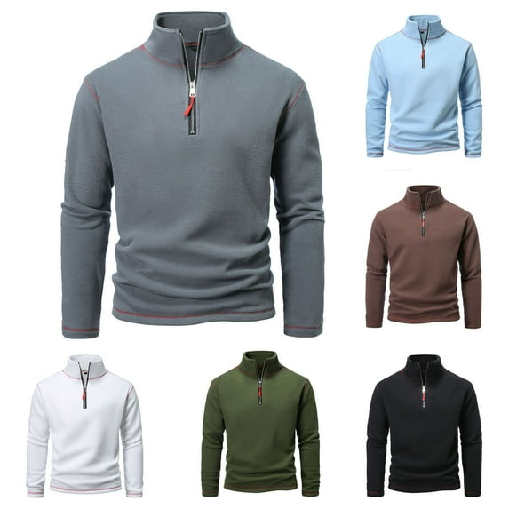 Feancey Mens Quarter Zip Fleece Sweatshirt Winter Warm Casual Stand Collar Long Sleeve Pullovers Comfy Regular Fit Golf Sweatshirt Holiday Gifts Gray XL