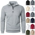 thumbnail image 1 of Feancey Mens Quarter Zip Golf Shirts Lightweight Casual Waffle Knit Polos Sweatshirts Long Sleeve Stand Collar Pullover Tops Regular Fit Tshirts Black 3XL, 1 of 5
