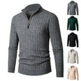 thumbnail image 1 of Feancey Mens Quarter Zip Knit Sweaters Slim Fit Casual Stand Collar Sweater Tops Comfy Soft Knitted Pullover Fall Fashion Office Jumper Tops Dark Gray L, 1 of 6