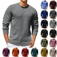 thumbnail image 1 of Feancey Mens Solid Color Knitted Top,Pullover Sweaters for Men Crewneck Long Sleeve Pullover Sweater Slim Fit Casual Stretch Knit Shirts Jumpers Army Green L, 1 of 6