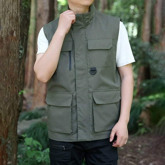 Feancey Mens Vest Jacket,Men's Thin Plus Size Multi Pocket Vests Leisure Quick Drying Mountaineering Jacket Work Outdoor Vest Coat