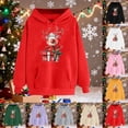 thumbnail image 1 of Feancey Merry Christmas Cute Hoodies for Women Funny Reindeer Print Pullover Tops Drawstring Long Sleeve Fleece Hooded Sweatshirts with Pocket Green XXL, 1 of 7