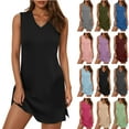 thumbnail image 1 of Feancey Mini Dresses for Women 2025 Casual Sleeveless V Neck Tank Top Dress Side Slit Trendy Beach Coverups Dresses Summer Vacation Sundress Wine M, 1 of 7