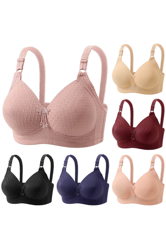 Minimizer Bras for Women Plus Size Comfort Support Wireless Bra Full Coverage Push Up Bralette Adjustable Straps Daily Wear Bras Pink 5XL