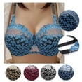 thumbnail image 1 of Feancey Minimizer Lace Bras for Women Plus Size Push Up Bra Thin Sheer Underwire Brassiere 1/2 Lightly Padded See Through Bralettes Blue 5XL, 1 of 10
