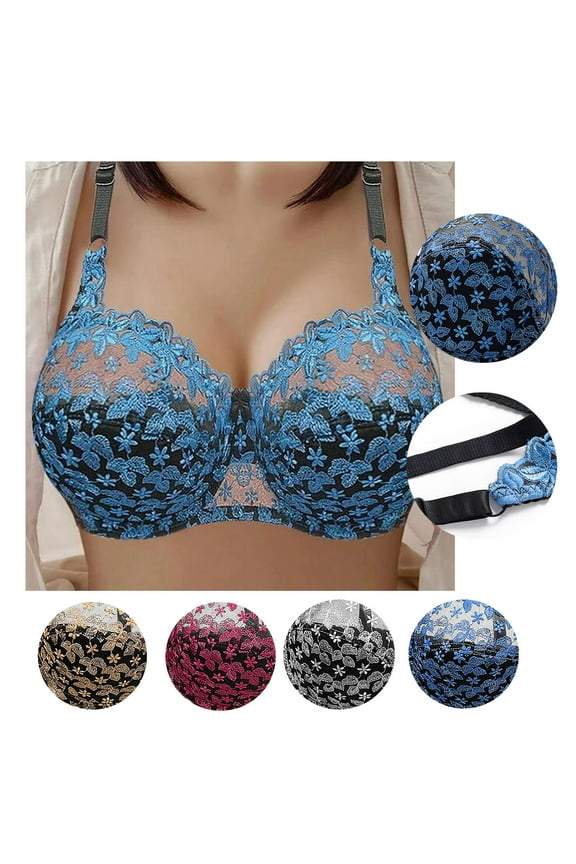 Minimizer Lace Bras for Women Plus Size Push Up Bra Thin Sheer Underwire Brassiere 1/2 Lightly Padded See Through Bralettes Hot Pink XXL